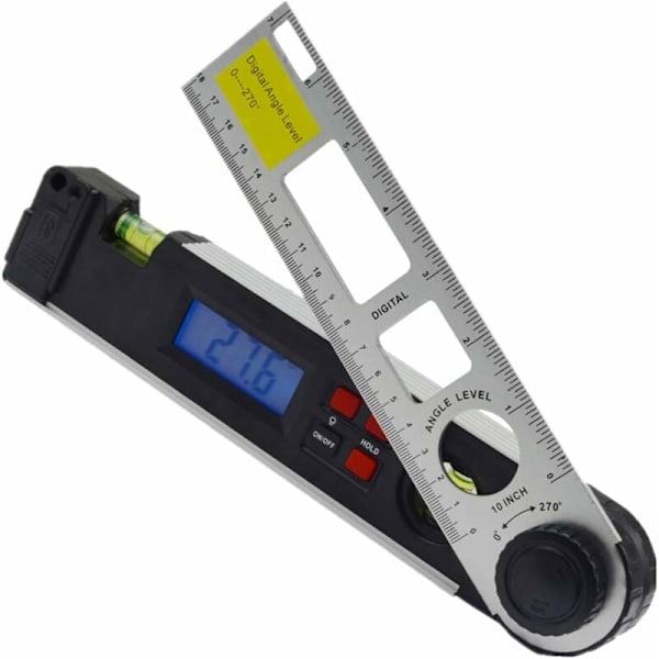 Vinkelmätare 0-270°, Laserpassare med digital display, Vattenpass med LED-bakgrundsbelysning, Digital vinkelmätare