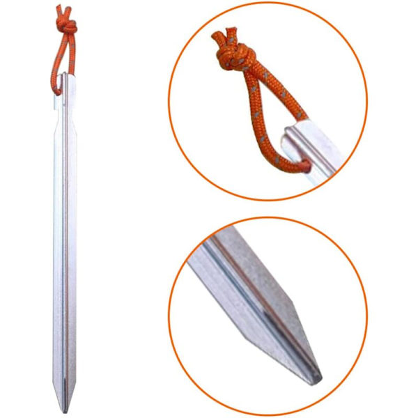 Utomhus tält baldakin gardin markspik tygväska set aluminiumlegering camping trekantig stark tältpik med rep silver 24st