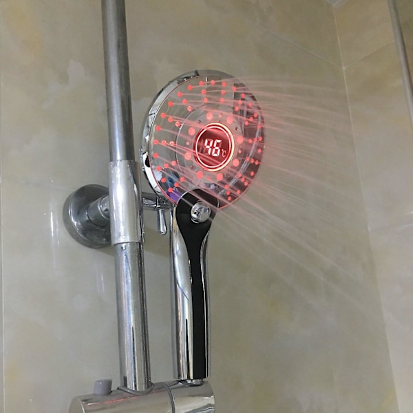 LED-dusjhode, 3 farger håndholdt LED-dusjhode, temperaturkontroll, 3