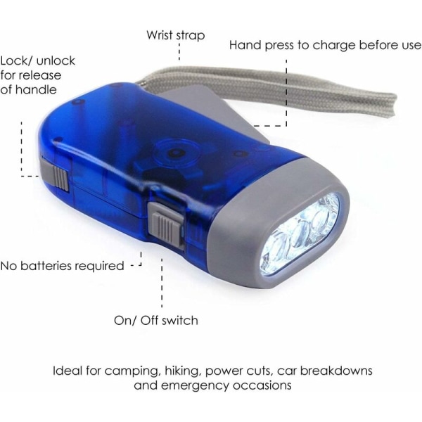 Handtryck Ficklampa - Trädgårdsredskap - 3 LED Ficklampor