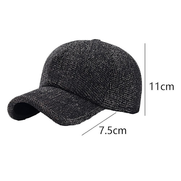 Herr vinter termisk ull ull tweed spetsig basebollkeps（Mörkbrun）