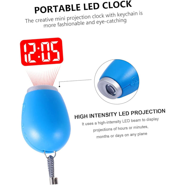 1 stk. Projektionselektronisk ur Rejse Mini Led Ur Projektor til børn Bærbar Led Cloc