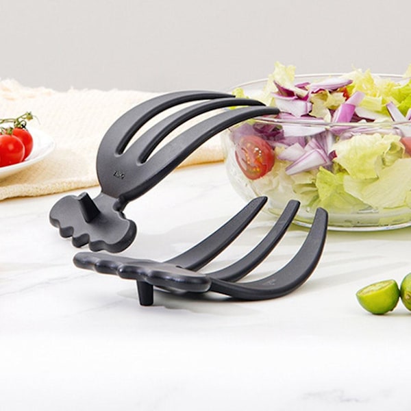 Salladshandtag serveringstänger plast 2PCS（Svart）
