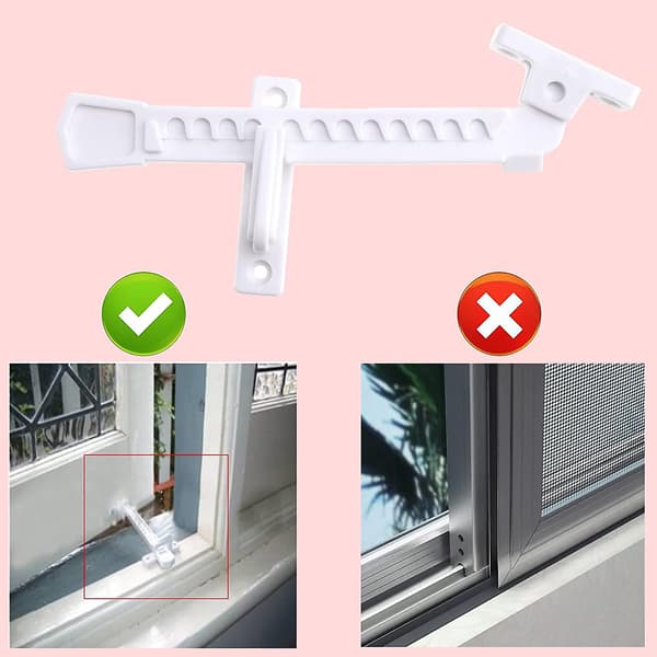 Fönsterventilationsbegränsare Säkerhetslås Säkerhetsfönsterstopp Chilid Säkerhetslås (2 st, Vit)