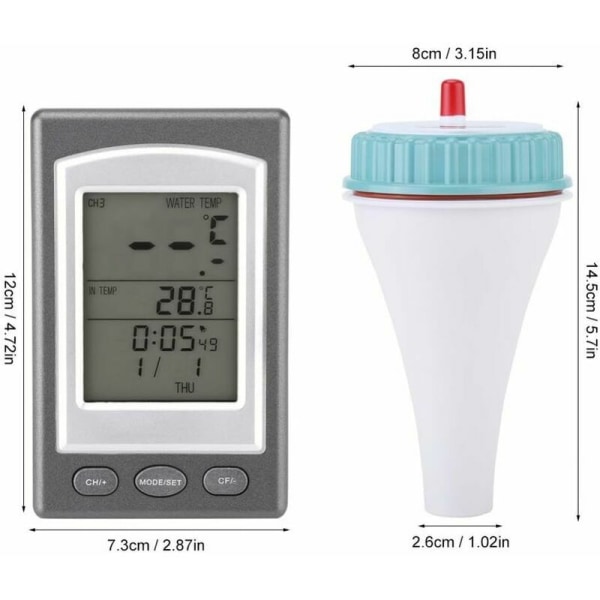 Digital pooltermometer, trådlös digital flytande pooltermometer, spa-vattentermometer - 1 st