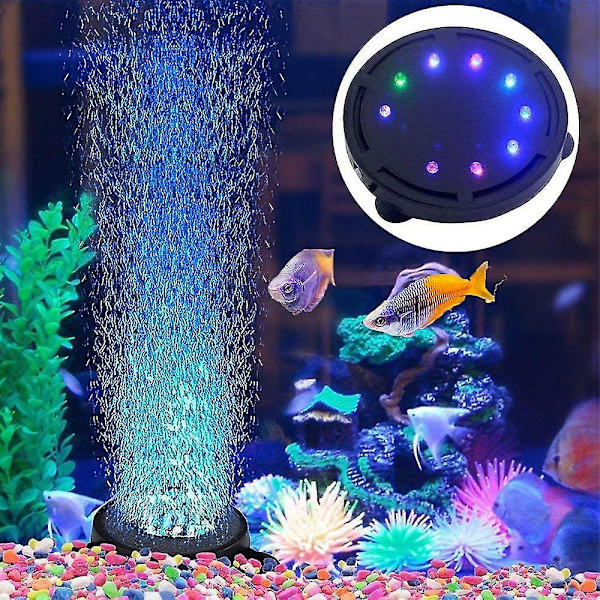 Akvarie Boble LED Lys Fjernbetjent Luftsten Disk, Med Effekter Til Akvariedekorationer
