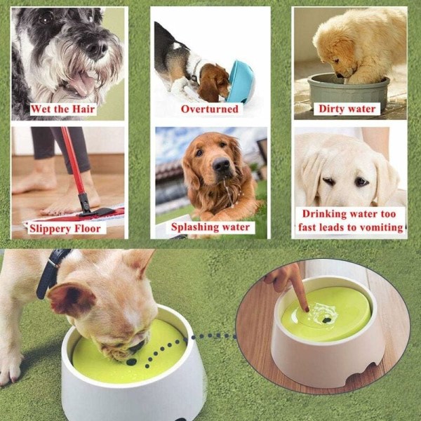 Stänksäker hundskål, 2 i 1 Innovativ stänksäker, dammsäker, sväljsäker, stänksäker, droppsäker, långsam skål för hundar och katter.