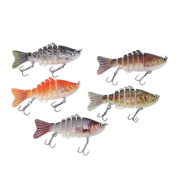 5PCS 6 Sektioner Fiske Lure Multi Ledat Swimbait Multi Sektion Hårdbete med 2 Krokar