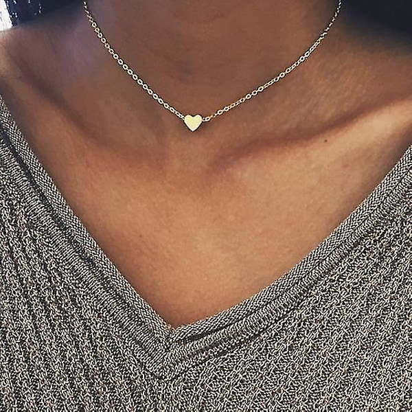 Hjerte Halskæde Kompatibel Kvinder Guld Farve Kort Kæde Hjerte Vedhæng Choker Halskæde Boho Smykker Gave