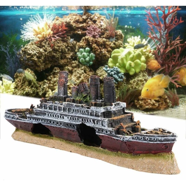 Akvarium vrak prydnader, hartsmaterial, vrak, sjunket segelbåt, akvarium, tank, båt, dekoration, dekoration