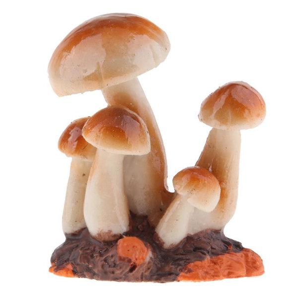 2 st miniatyr svampfigur fe dekoration röd gul