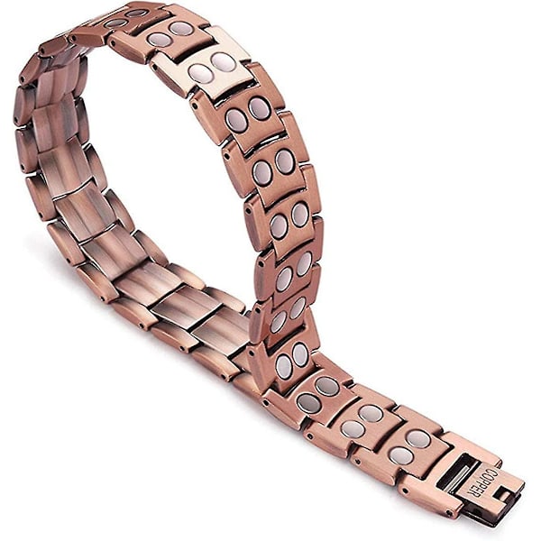 Miesten kuparinen magneettirannekoru lievittää nivelrikon kipua Elegantti 99,99 % puhdasta kupariranneketta, jossa on kaksinkertainen rivi tehokkaita magneetteja