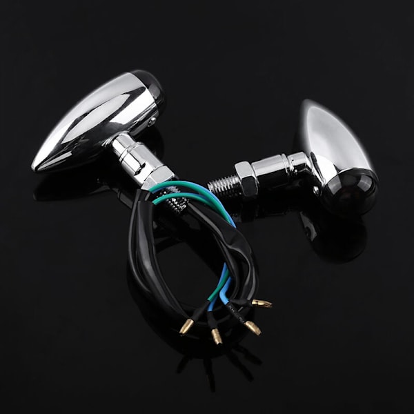 2 st motorcykel kula bärnsten LED blinkers indikator belysning lampa silver