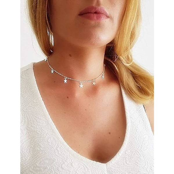 Stjerne Halskæder Til Kvinder Piger Stjerne Choker Halskæde Justerbar (2stk)