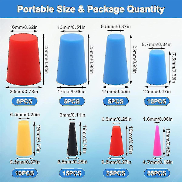 Koniska pluggar i silikon - 110 st höga temperaturer hål pluggar gummi pluggar