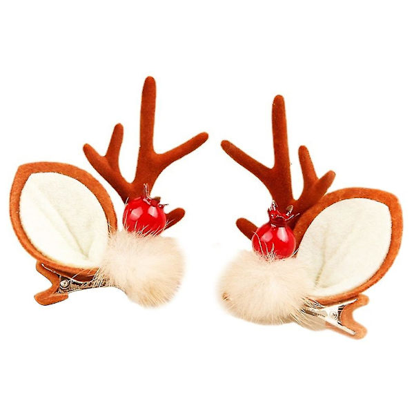 Kangas Hiustapit 3d Sarvet Hiusharjat Joulu Barrette Lomapäivän Puku