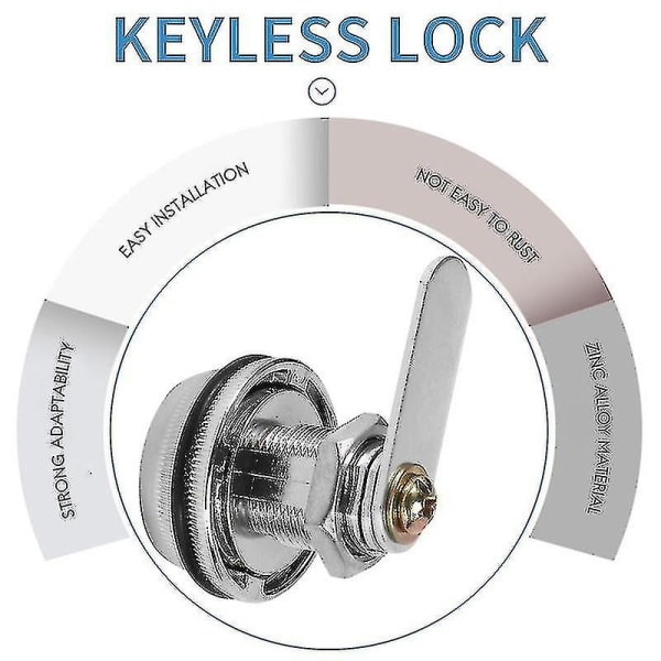 Alloy Kodkombination Cam Lock Nyckellös Post Brevlåda Skåp Rv 3 Vred Silver