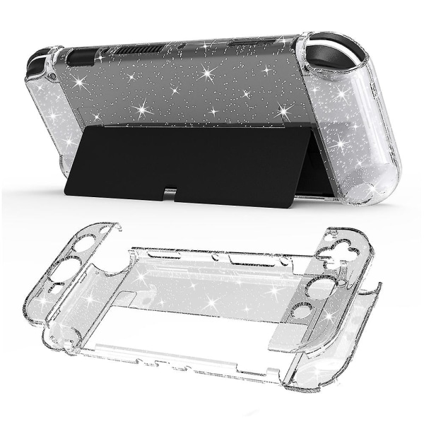 Flip Glitter Clear Case För Nintendo Switch Oled Set Cover För Switch Oled Hårt skal Film Glasglitter