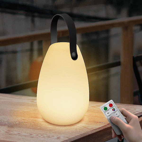 Bärbar dimbar utomhusbordslampa, Rgb bordslampa trådlös 8 färger med fjärrkontroll (rund)