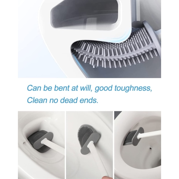 Flexibel djuprengörande toalettborste med ventilationsöppningar