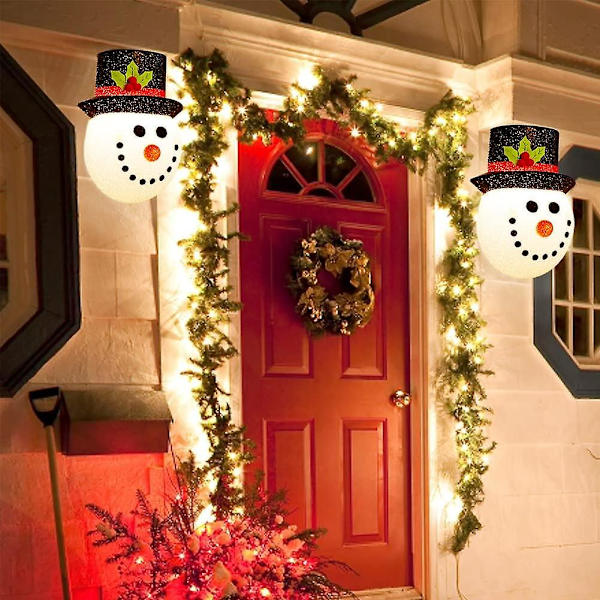 2-delad snögubbe jul veranda lampskärm, veranda lampa semester lampskärm, jul utomhusdekoration