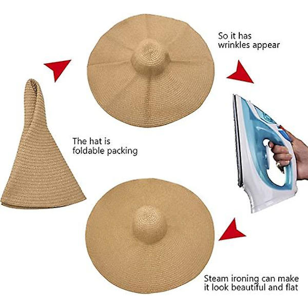 Solhatt Dame Sommer Solhatt Bred Bremskjerm Lett Pustende Sammenleggbar Strandhatt Uv-beskyttelse For Reise Hage Khaki