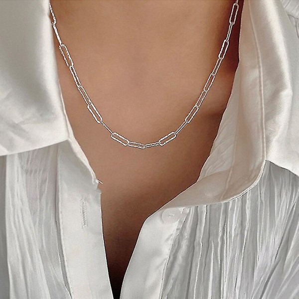 2022 populær sølvfarge glitrende kragebenskjede choker halskjede krage for kvinner fine smykker bryllupsfest Bursdagsgave stil-11