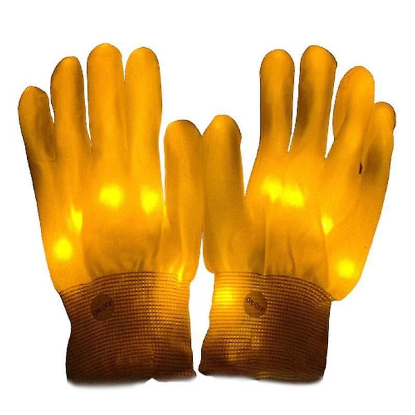 Electro Led Fingers Blinkende Handsker Lyser op Belysning Glow Xmas Rave Party（Gul）