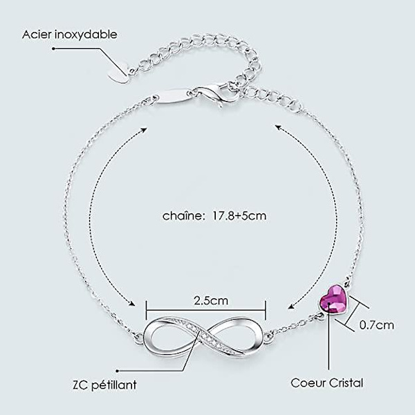 Violte SECRET Kvinners 925 Sterling Sølv Infinity Armbånd, Kvinners Justerbar Kjærlighet Armbånd, Kvinners Smykker Julegaver Kvinners Bursdag Mor