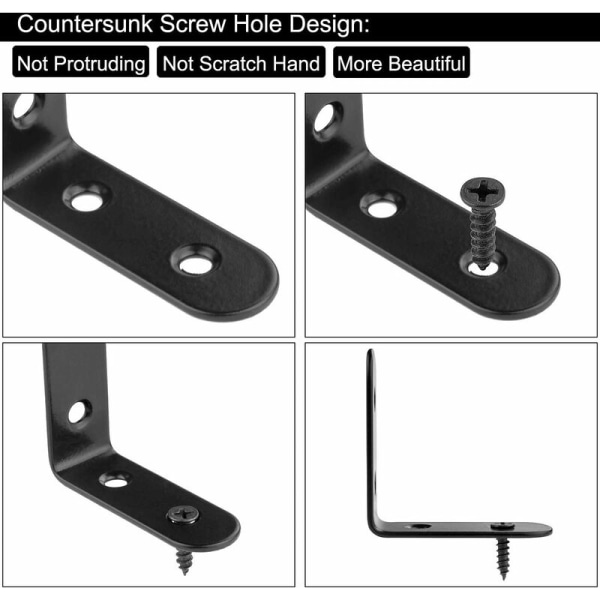 50 st svarta rostfria fästklämmor 40x40mm metallhörnfästen för fixering och reparation av möbelförstärkningsanslutningar svart