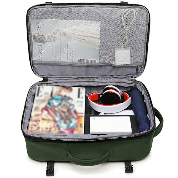 Carry On Backpack, Extra Large Travel Backpack Expandable Airplane Approved Weekender Bag（Grön）