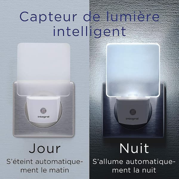 Integreret LED-nattelys, 2 stk., med automatisk sensor