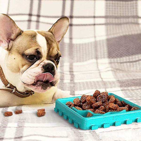 Matset för hundmatning, med sugkoppsförsedd slow feeder-hundskål, 4 små hundmatningsplattor
