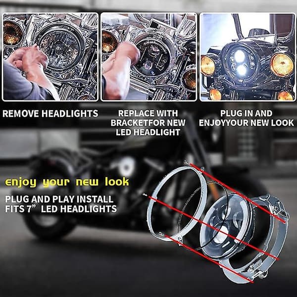 Silver 7\" Rund Montering Ring för Motorcykel/Street Glide Strålkastare