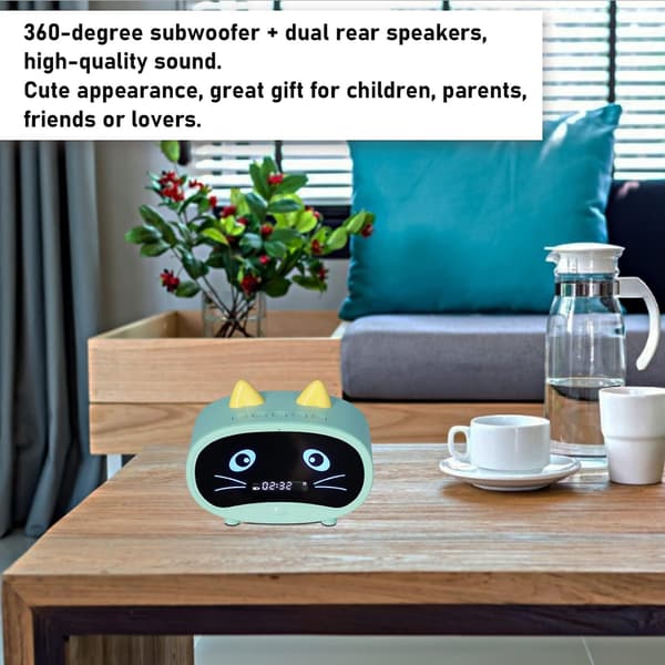 Multifunksjonell trådløs alarmklokke Bluetooth-høyttaler (grønn)