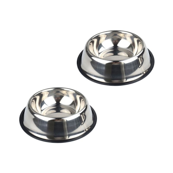 Halkfria, stöttåliga hundskålar i rostfritt stål - 2-pack