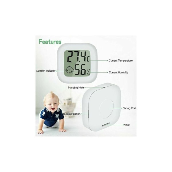 Mini LCD Digital Hygrometer Termometer Inomhus Bärbar Hög Noggrannhet Temperatur och Luftfuktighet -50℃ 70℃ 10% 99% RH Guazhuni (Vit??) 3st DOPA