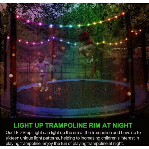 BF LED Trampolinbelysning Fjärrstyrd LED Trampolinljus 16 Färgförändring Själv Vattentät Superljus för Utomhus Natt Lek Bra Present