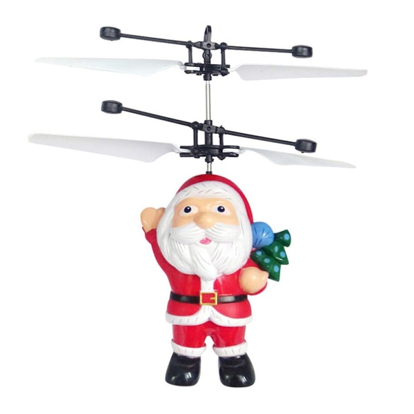 Merry Christmas Santa Claus Flygplansleksak för barn,elektrisk infraröd sensor Flygboll Helikopter Led-ljus Flygleksaker