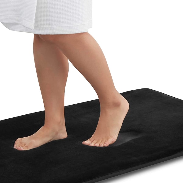 Bathroom Mat Non-Slip Absorbent Super Comfortable Velvet Bathroom Rug (24" X 48", Black) (24" * 48", Black)