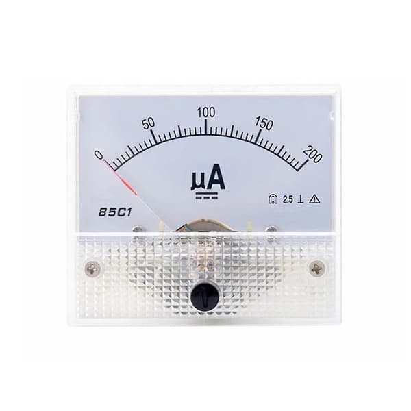 Ampere Analog Meter Panel Strømmåler Rektangel Panelmonteret Strømmåler（0-200uA）