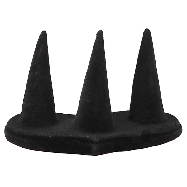Sort Finger Display Ring Holder Showcase Stand Smykker Ringe Organizer (3 Fingre)