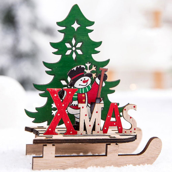 Jul Desktop Ornament Gjør-det-selv slede trehåndverk Hjemmehagedekorasjon (Snømann)