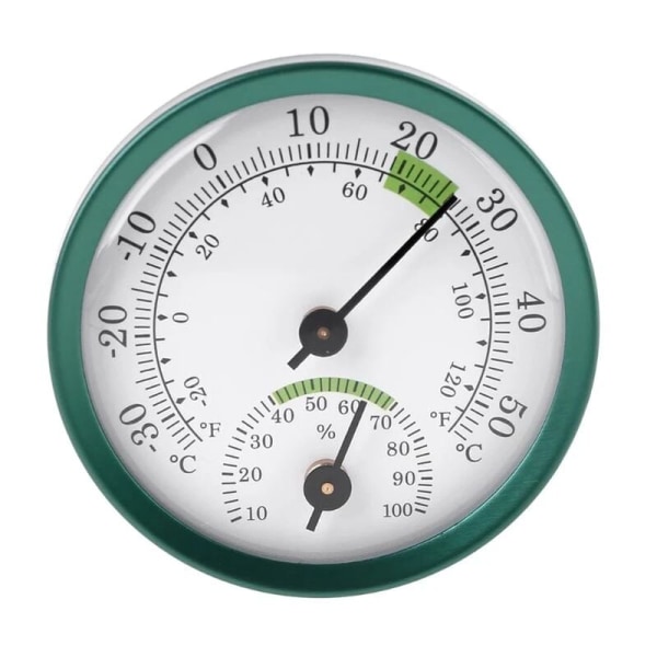 2 i 1 inomhustermometer Hygrometer Fuktighet Mekanisk termometer 1 st grön