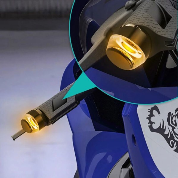CNC 12V LED-blinkers för motorcykel, styreändesblinkers för 22 mm styre, blinkersindikator för styre (1 par, gul till vit??)