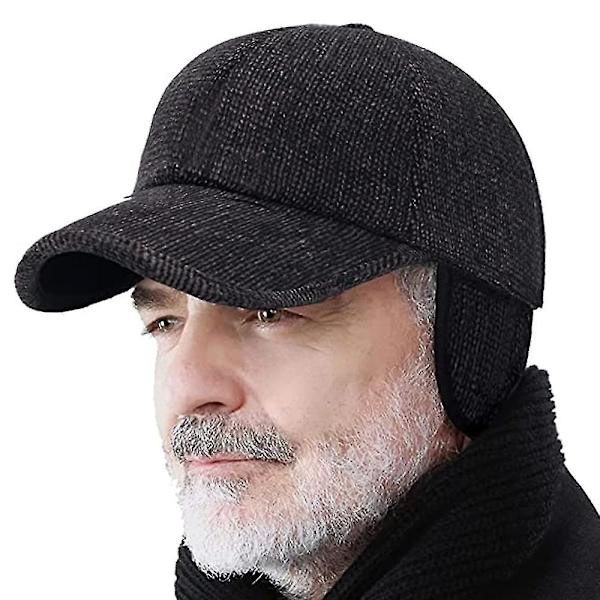 Herr vinter termisk ull ull tweed spetsig basebollkeps（Mörkbrun）