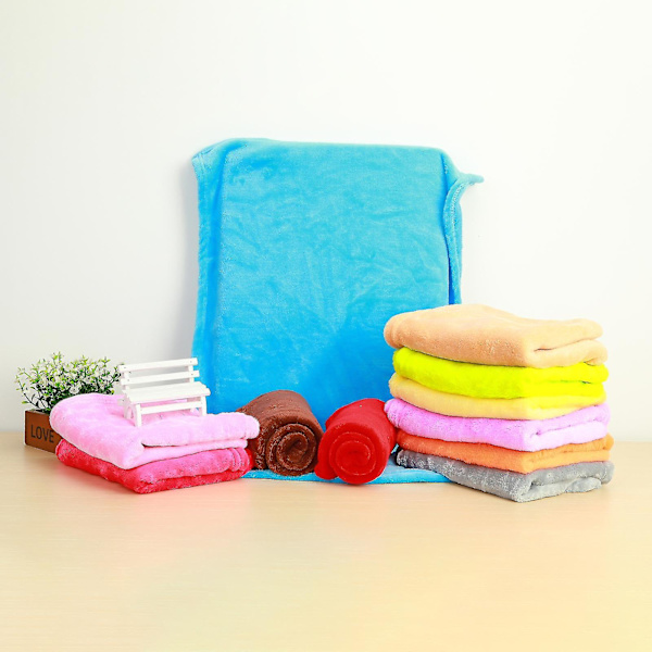 Coral Fleece Tæpper Super Bløde Shaggy Universelle Ensfarvede Fleece Tæpper Til Sofa Qinhai（50x70cm，Sort）
