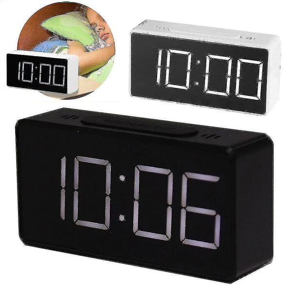 Digital LED Stor Display Väggklocka Spegel Elektronisk Väggklocka Tid (Vit)