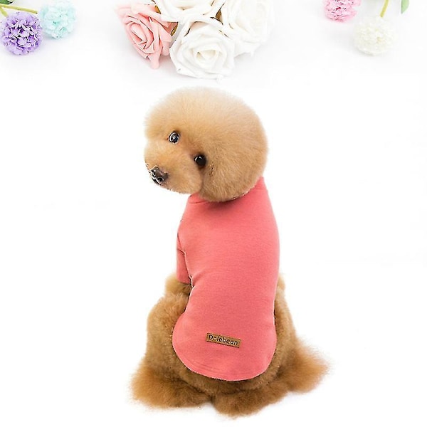 Kjæledyr Ensfarget Skjorte Kjæledyr Mote Bomullsklær Kjæledyr Fritidskostyme Teddy Undershirt Pyjamas (rosa,