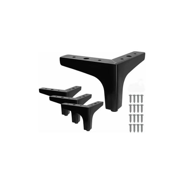 LMLY Set med 4 svarta metalliska triangulära sängben DIY möbelsofaben - 10 cm små krabbor